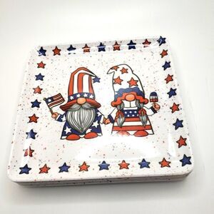 Gnome appetizer patriotic plates set melamine 4th of July